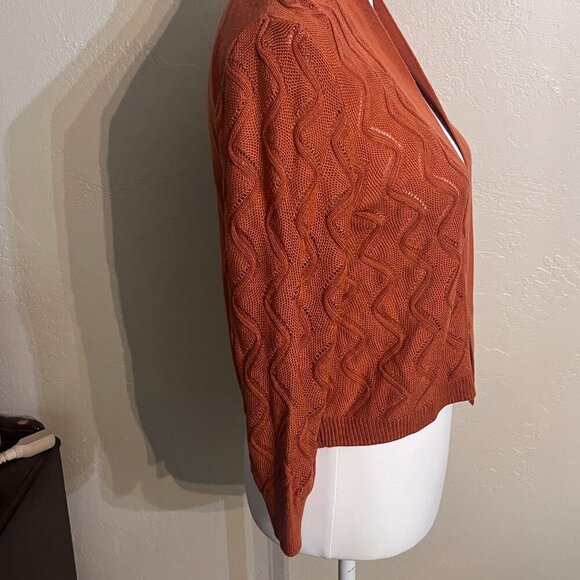 89th & Madison Orange Open Knit Cardigan in Small - Picture 8 of 13